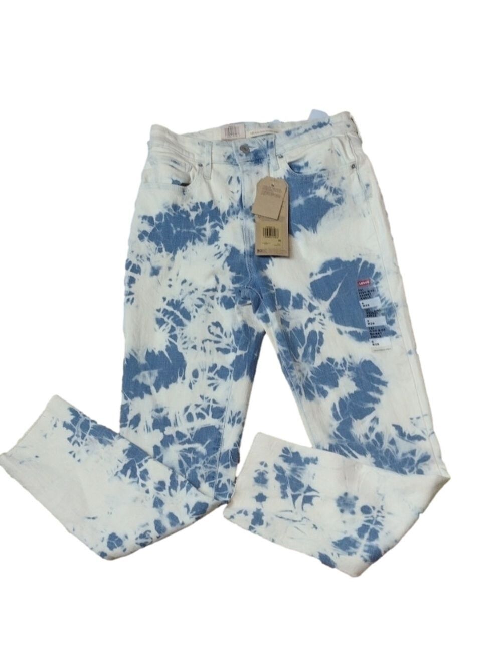 Levi's blue white tye die 721 high rise skinny ankle jeans size 28